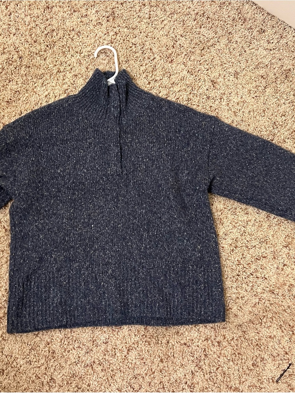 525 Charcoal Marled Quarter Zip Mock Neck Sweater S